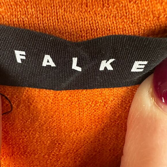 Falke Cashmere Sweater Jumper Long Sleeve Orange European Men's M Cozy Classic - Picture 7 of 12